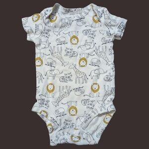 Carter's Safari Animal Baby Onesie - White and Gold